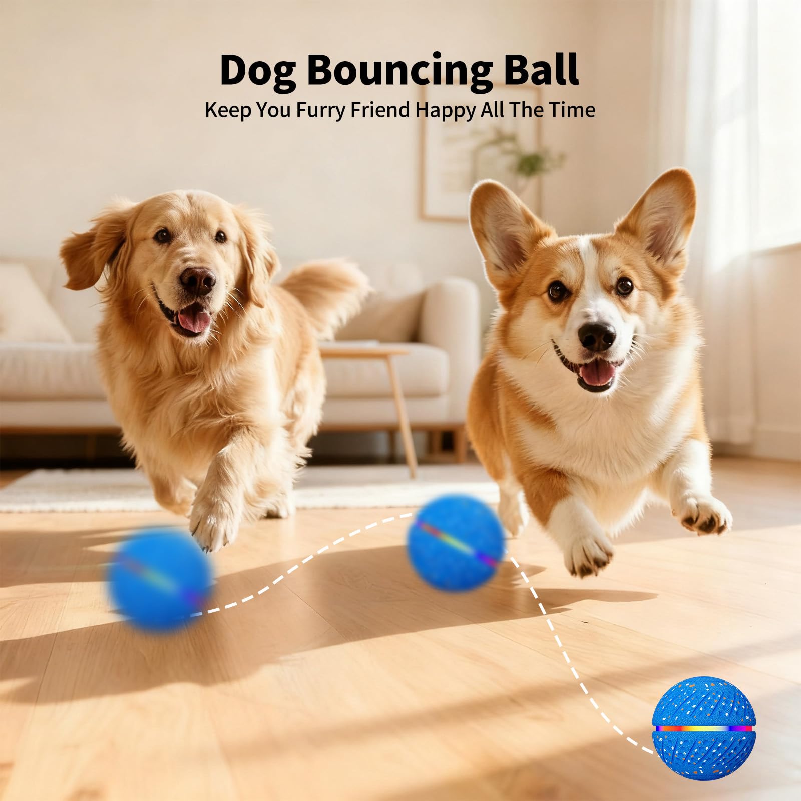Tough Smart Moving Bouncing Dog Ball Interactive