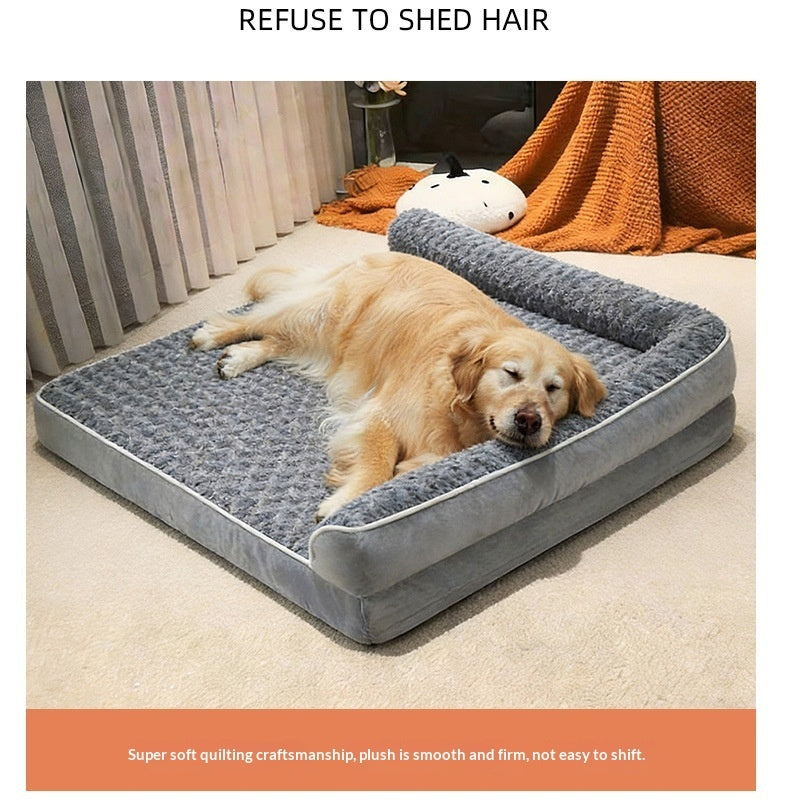 L-Shaped Velvet Pet Sofa Bed With Padding