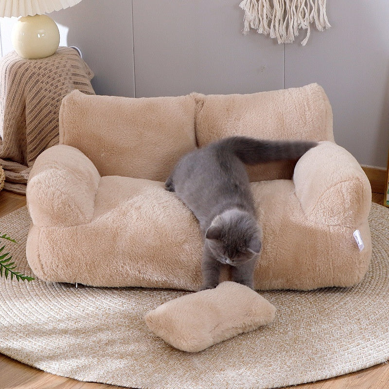 Luxury Plush Cat Sofa Bed For Winter