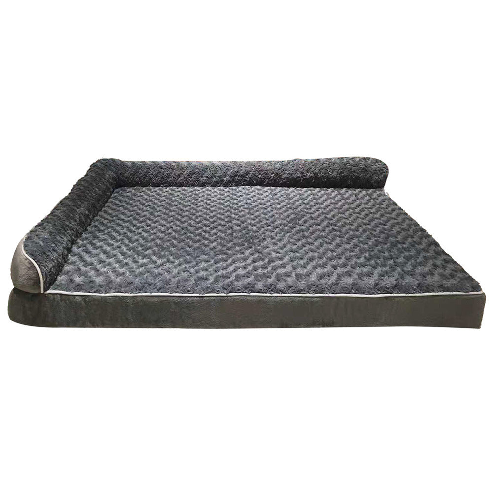 L-Shaped Velvet Pet Sofa Bed With Padding