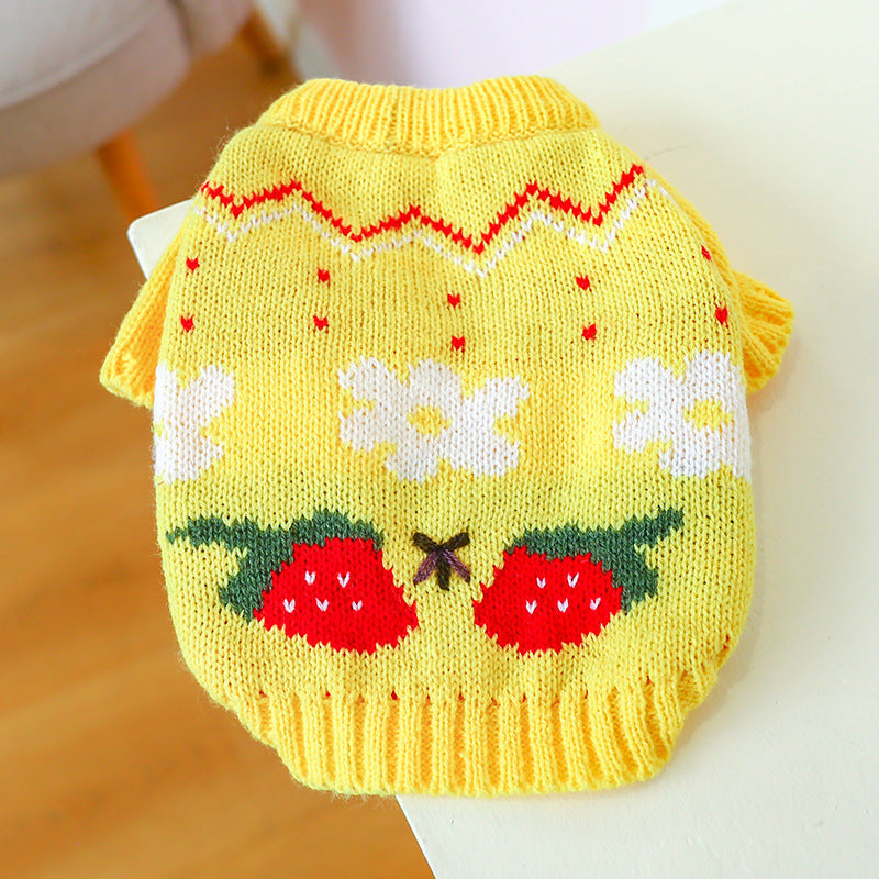 Bowknot Hollow Knit Sweater For Dogs Cats