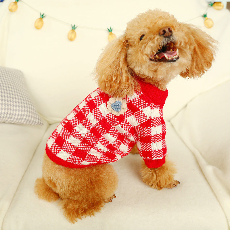 Bowknot Hollow Knit Sweater For Dogs Cats