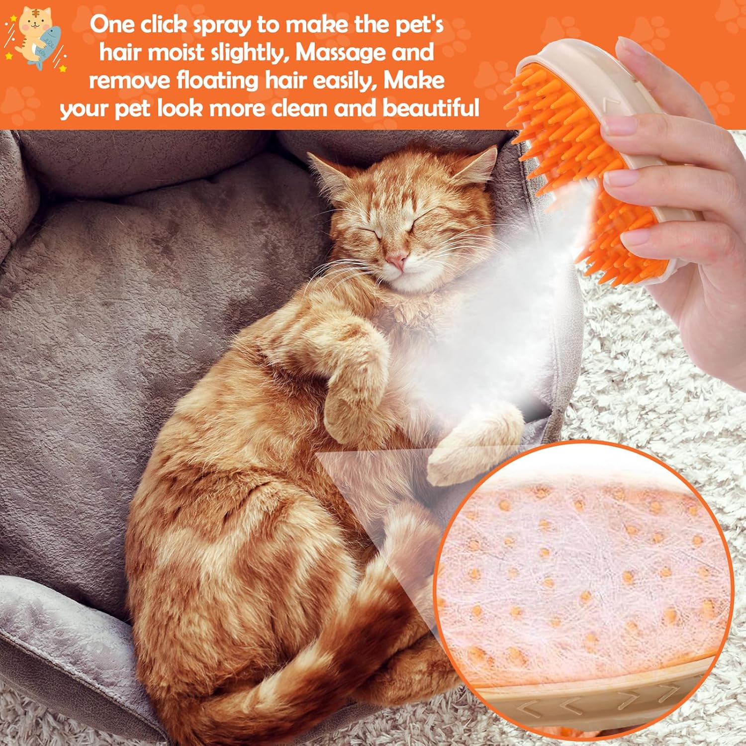 4-in-1 Steam Cat Grooming Brush