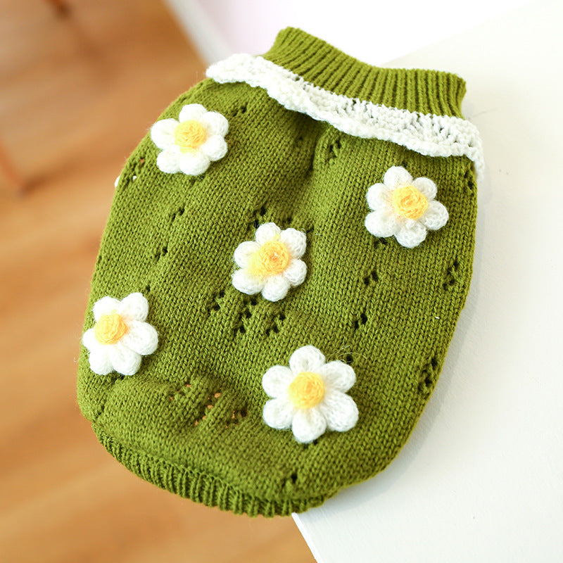 Bowknot Hollow Knit Sweater For Dogs Cats