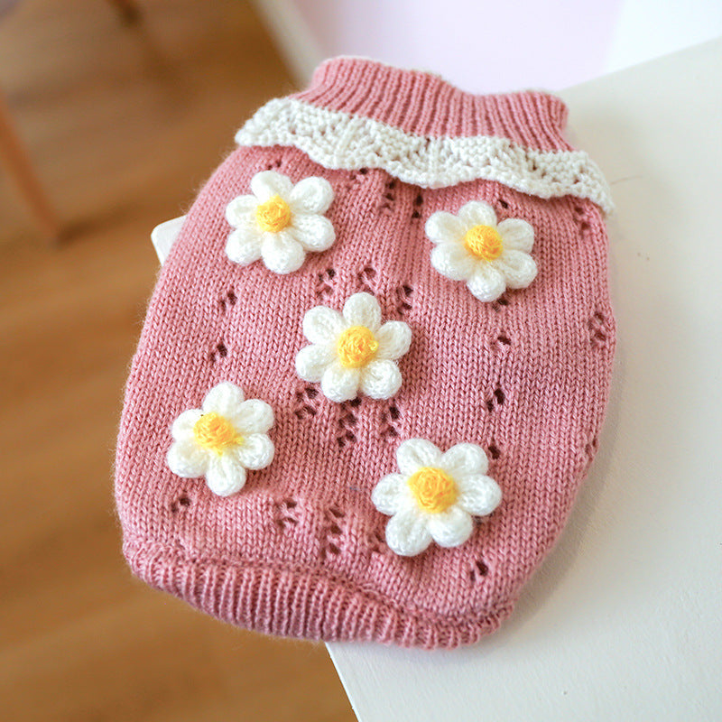 Bowknot Hollow Knit Sweater For Dogs Cats
