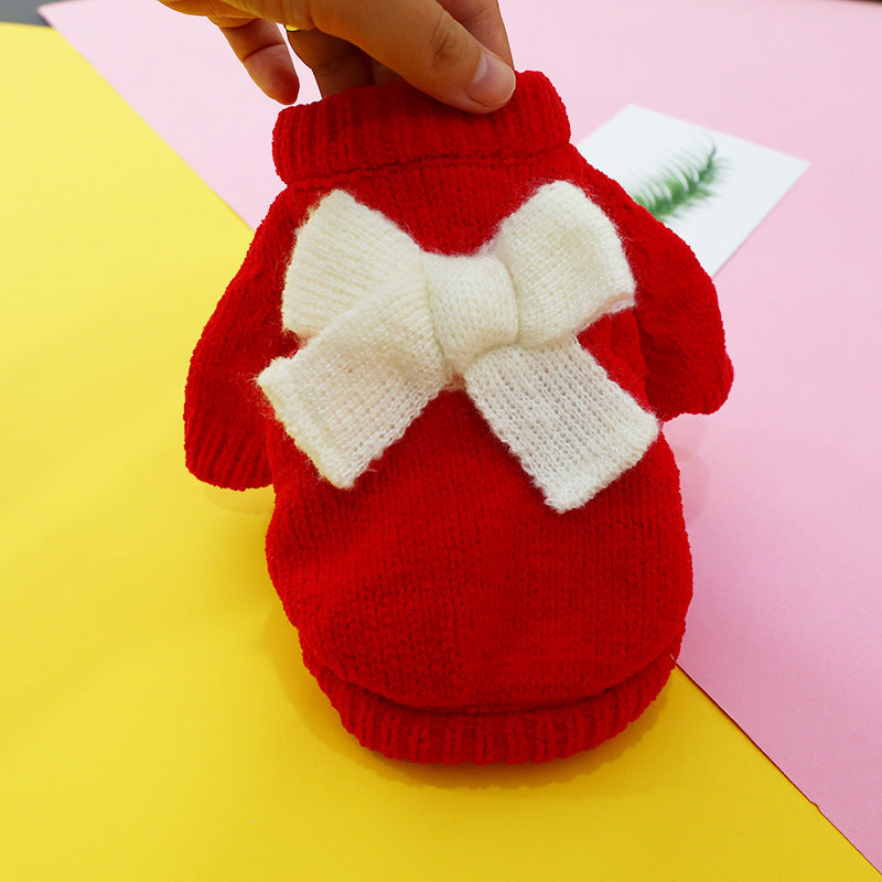 Bowknot Hollow Knit Sweater For Dogs Cats