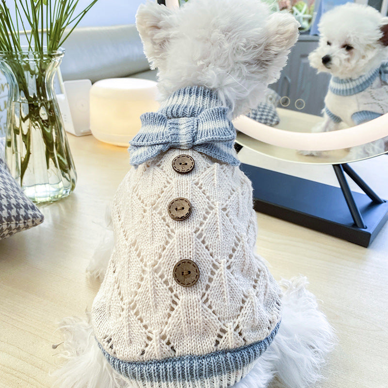 Bowknot Hollow Knit Sweater For Dogs Cats