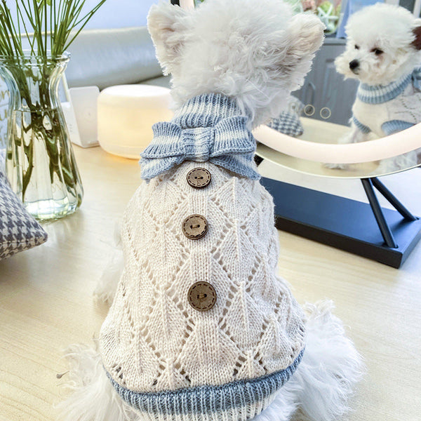 Bowknot Hollow Knit Sweater For Dogs Cats