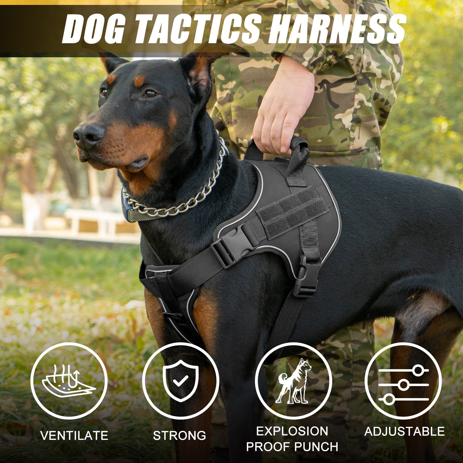 Breathable Tactical Harness For Large Dogs