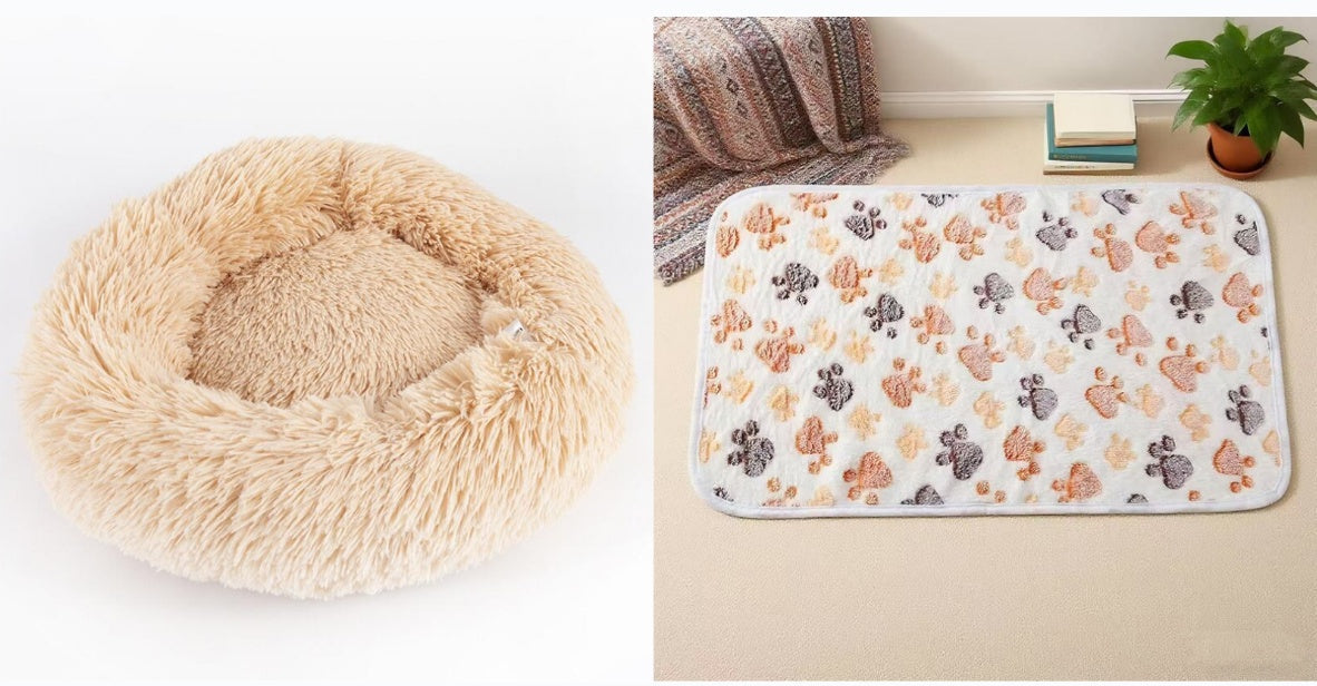 Round Plush Pet Bed For Small Dogs