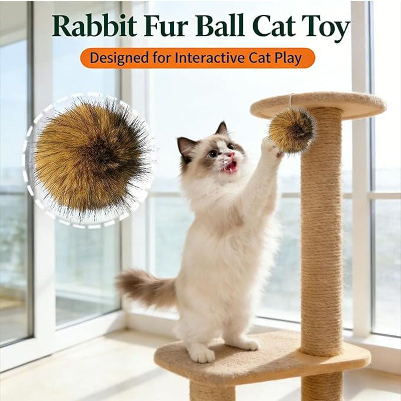 Rabbit Fur Ball Cat Enrichment Interactive Play Toy
