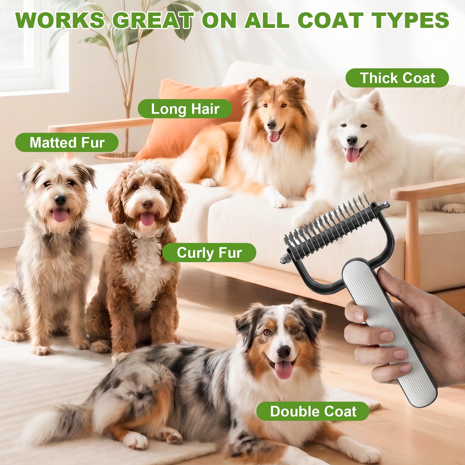 Double-Sided Dematting Comb For Dogs Cats