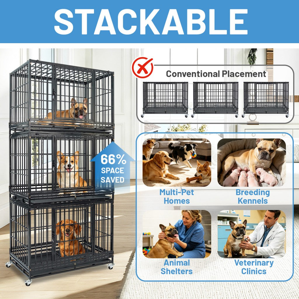 37" Stackable Heavy Duty Dog Kennel 371D08